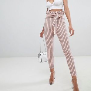 Pretty little thing pinstripe paper bag skinny pants